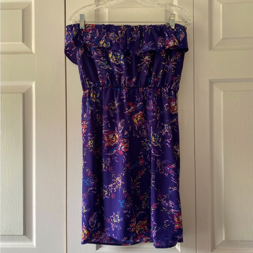 Purple Strapless Mini Dress